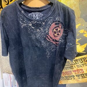 Monarchy Raw Edged Overstitched  Embellished T-Shirt Sz 2X